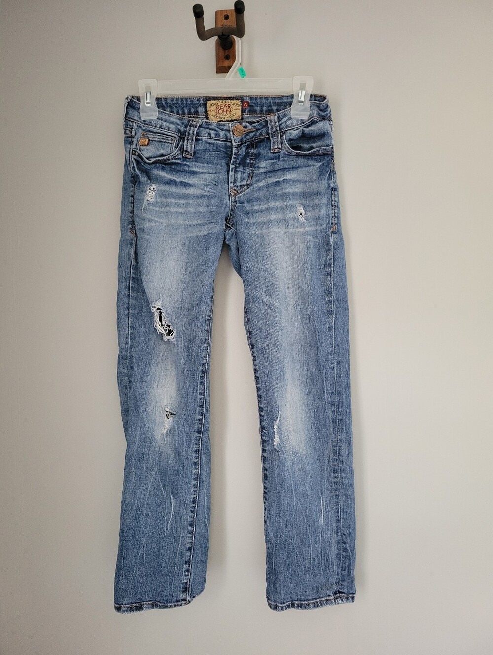 Dear John Size 25 Straight Leg Distressed Jeans Medium Wash Size 2 Denim